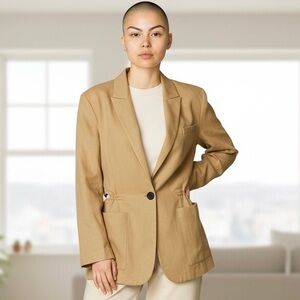 M.M. LaFleur Drawstring Waist Pale Yellow Blazer Size 12